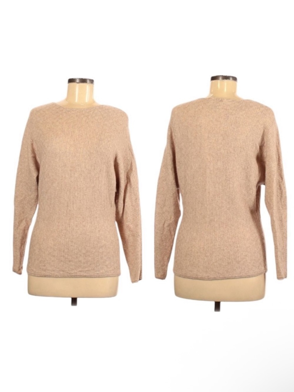 VERTICAL DESIGN Wool Cashmere Crew Neck Neutral Minimalist Sweater M